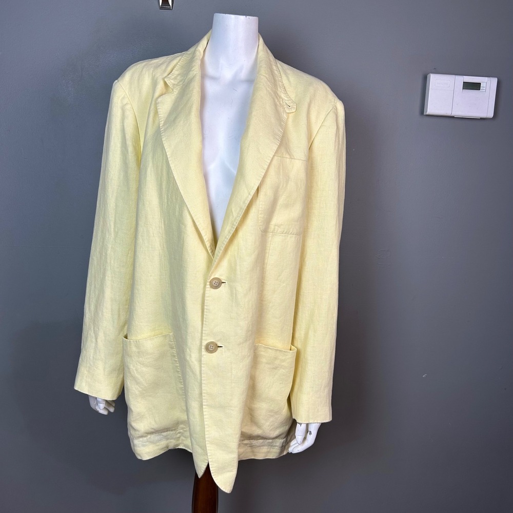 Polo Ralph Lauren Linen Blazer Womens Plus Size 18 Butter Yellow 100% Linen NWT